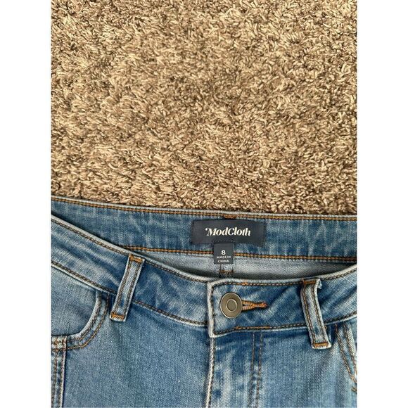 Modcloth The Bianca Flared Leg Retro Style Light Blue Jeans Front Seams Size 8 - Picture 4 of 12